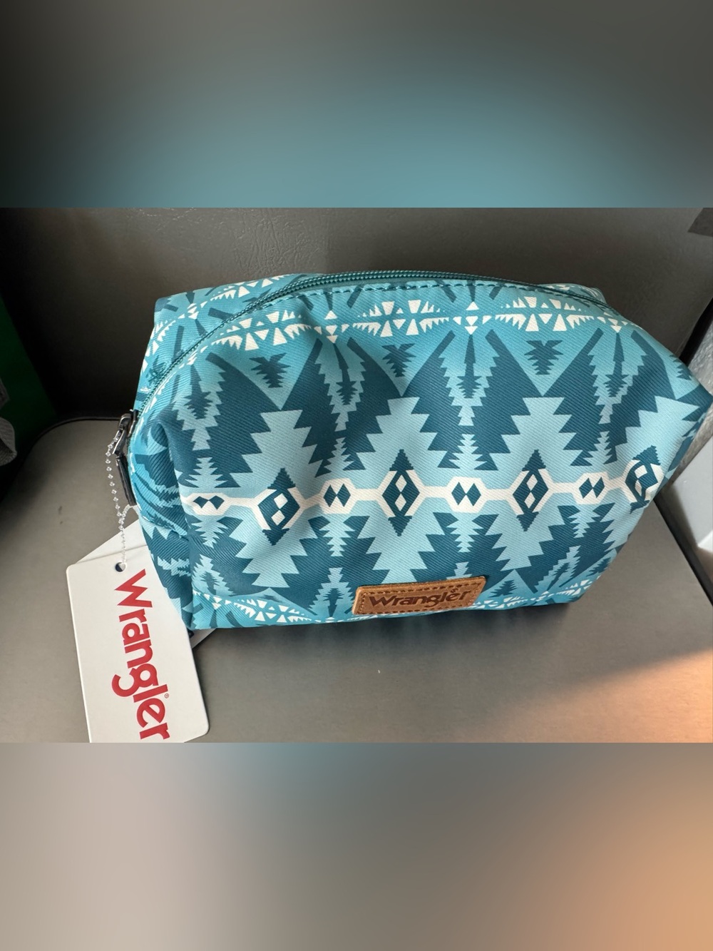 Wrangler Teal Aztec Pattern Cosmetic Pouch